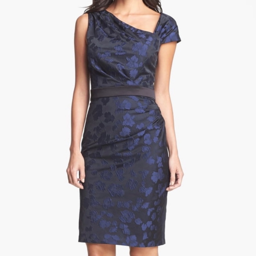 Vera Wang Asymmetical Jacquard Dress, Size 8 - Picture 1 of 7